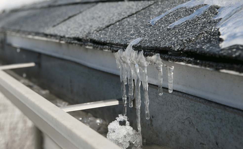 Winter Frozen Gutter & Roof